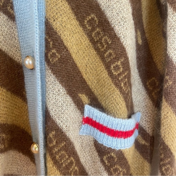 NWT Casablanca Diagonal Logo Cardigan mohair tan knit sweater - Picture 4 of 16